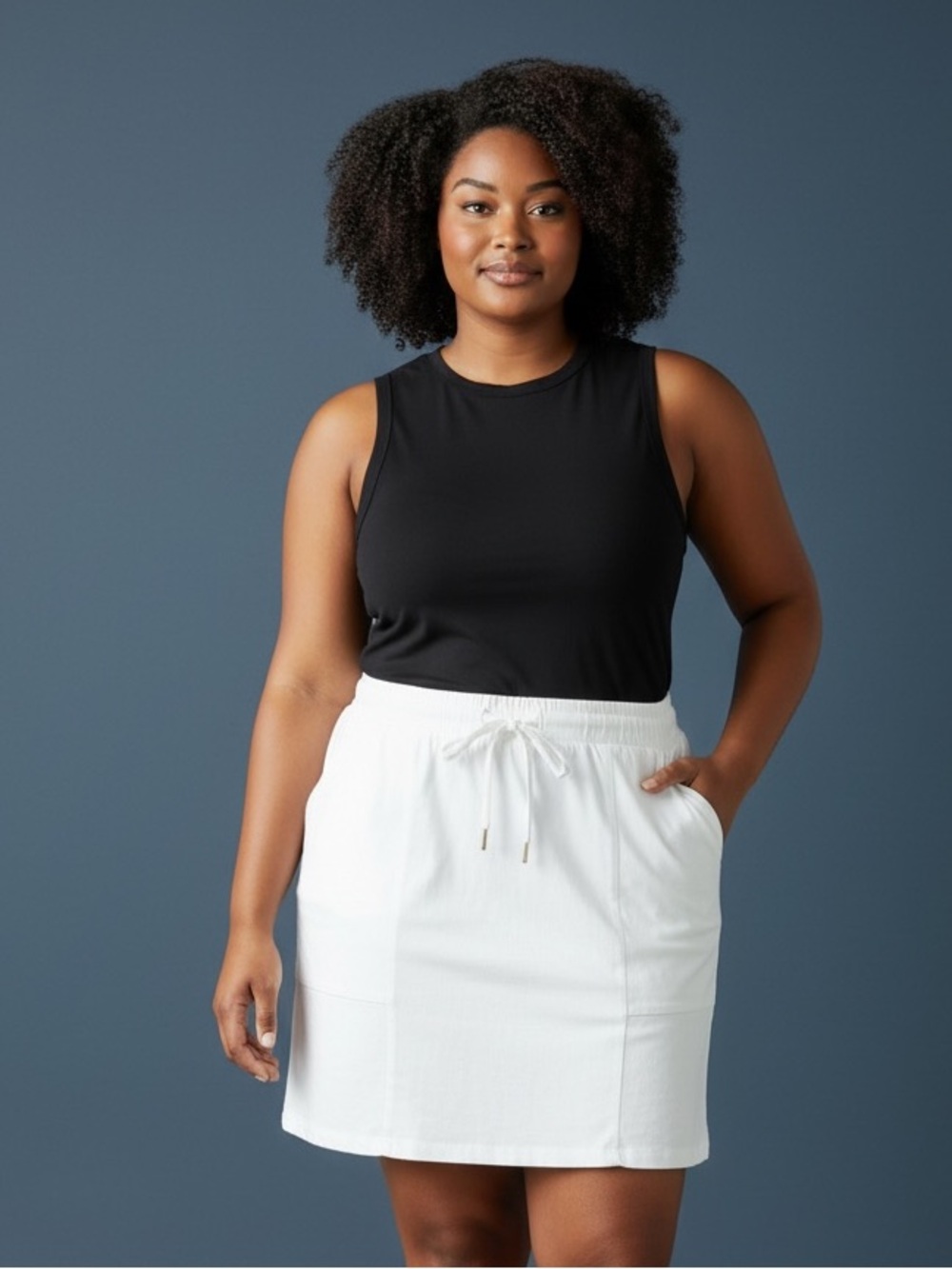 JONES NEW YORK White Drawstring Pocket Skort